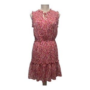 Gypsies & Moondust Floral Ruffle‎ Dress Small Boho Romantic Festival Pink Yellow